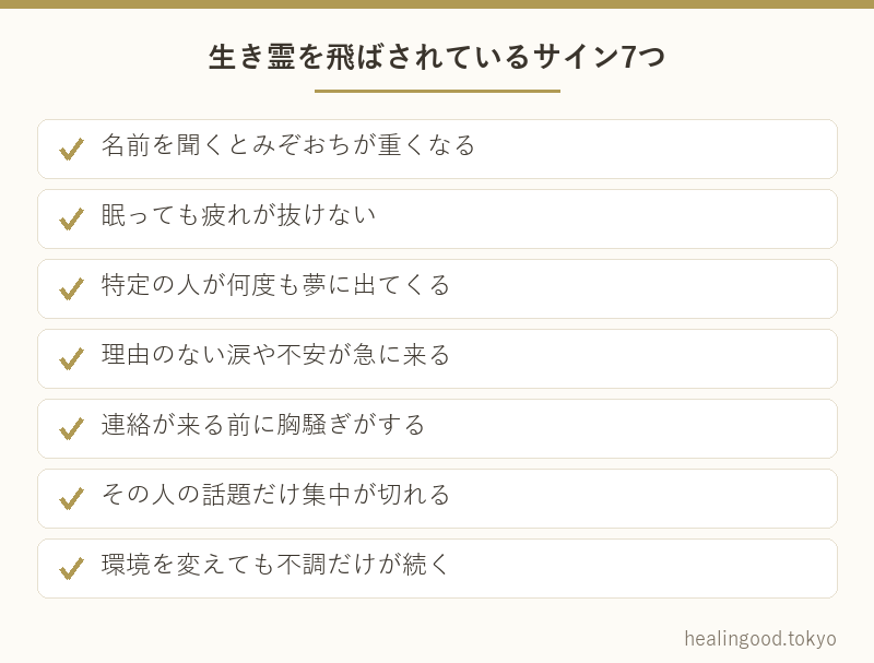 生き霊を飛ばされているサイン7つ